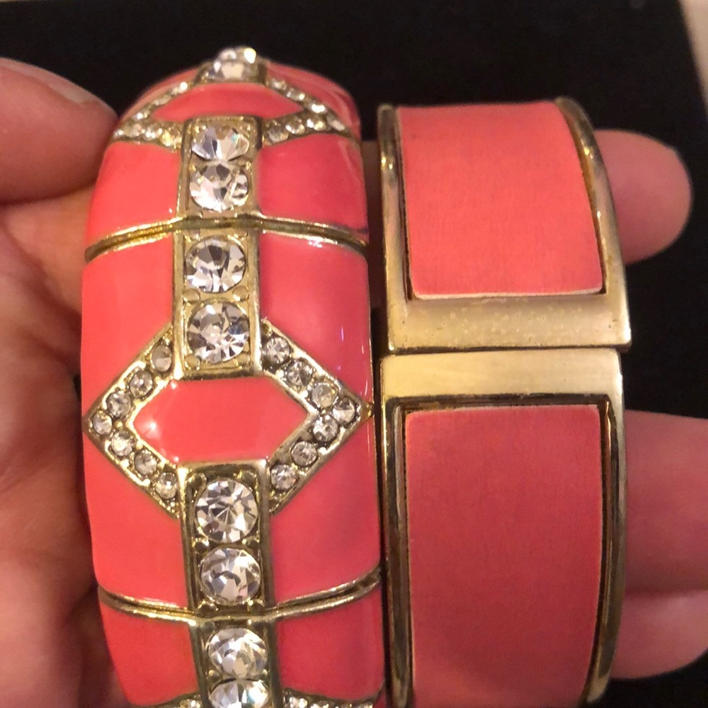 Absolutely gorgeous coral and CZ bangle set